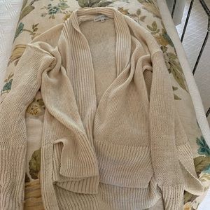 White and warren linen shawl cardigan sweater